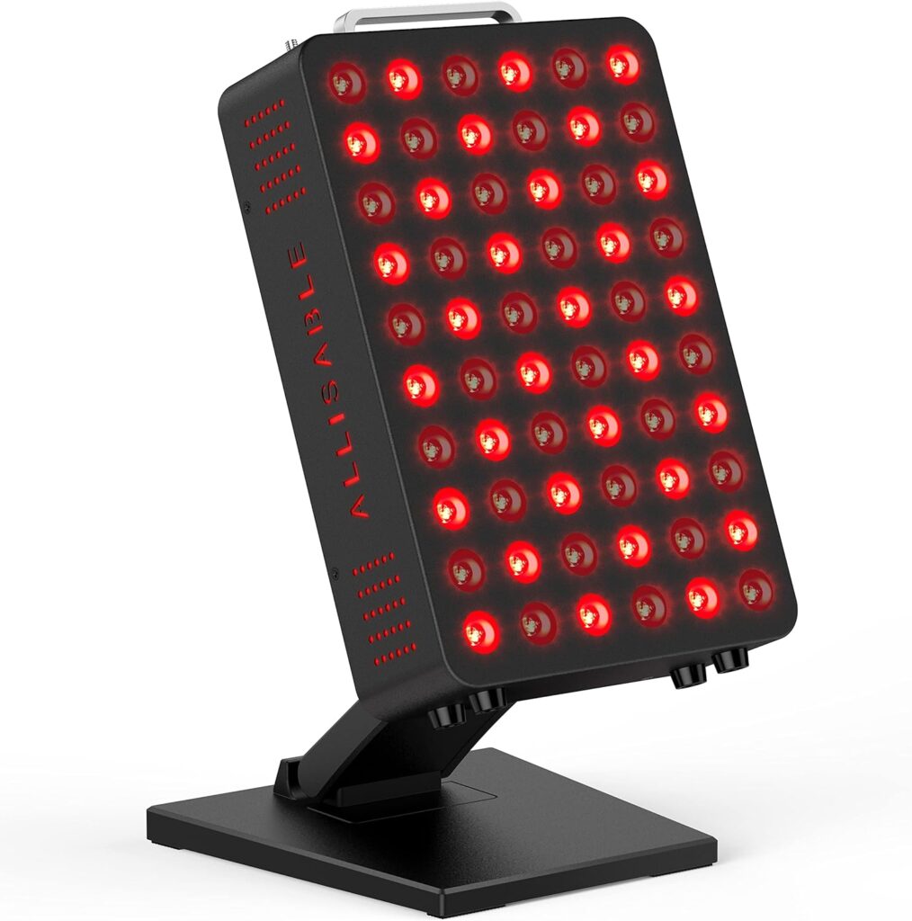 Allisable Red Light Therapy Tabletop Device, 660nm and 850nm Red and Near Infrared, Adjustable Stand, Clinical Grade for Energy, Pain, Skin, Recovery