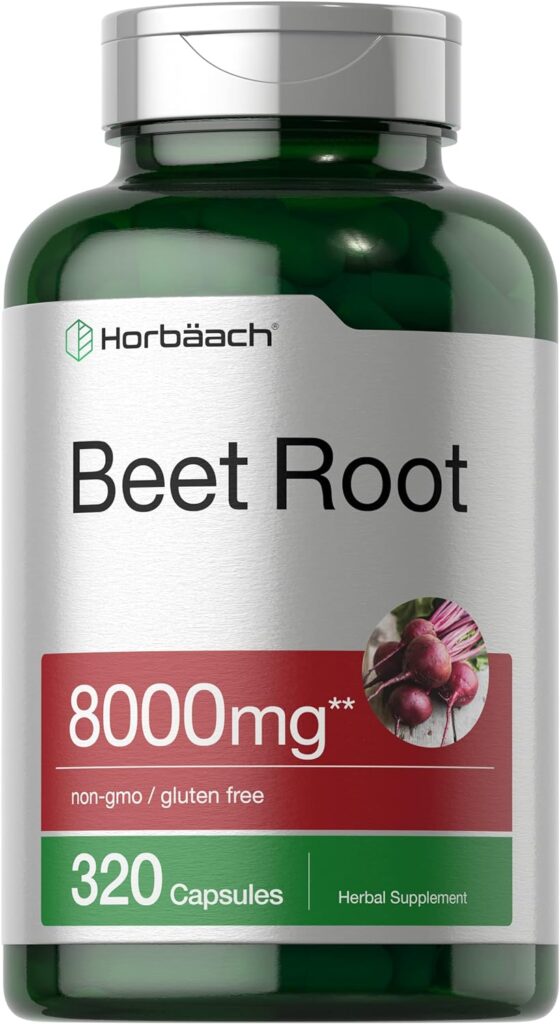 Beet Root Powder Capsules 8000mg | 320 Pills | Non-GMO, Gluten Free Formula | High Potency Herbal Extract Supplement | by Horbaach