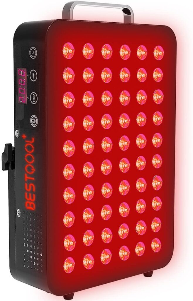 Bestqool Red Light Therapy Device for Body, Face. Near Infrared Light 660nm 850nm, Dual Chip Clinical Grade 60 LEDs. High Power Panel for Recovery, Improve Sleep, Skin Health, Pain Relief, 100W.