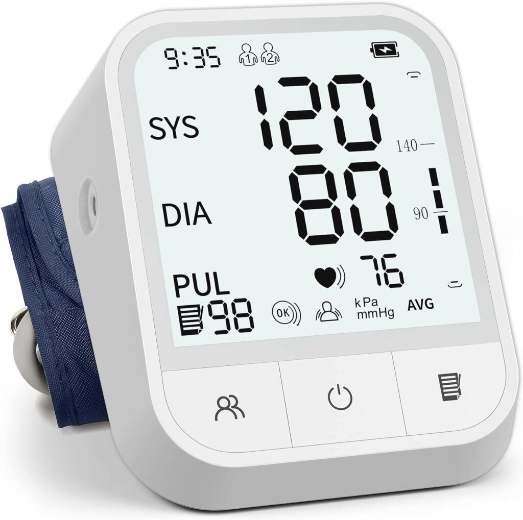 Blood Pressure Monitor Adjustable BP Cuff Automatic Upper Arm Blood Pressure Machine with Backlit, 2 * 99 Memory Blood Pressure Monitors for Home Use with Storage Bag