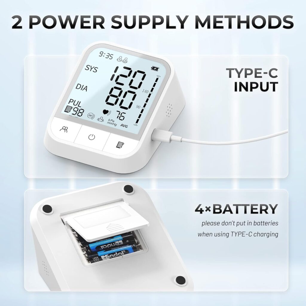 Blood Pressure Monitor Adjustable BP Cuff Automatic Upper Arm Blood Pressure Machine with Backlit, 2 * 99 Memory Blood Pressure Monitors for Home Use with Storage Bag