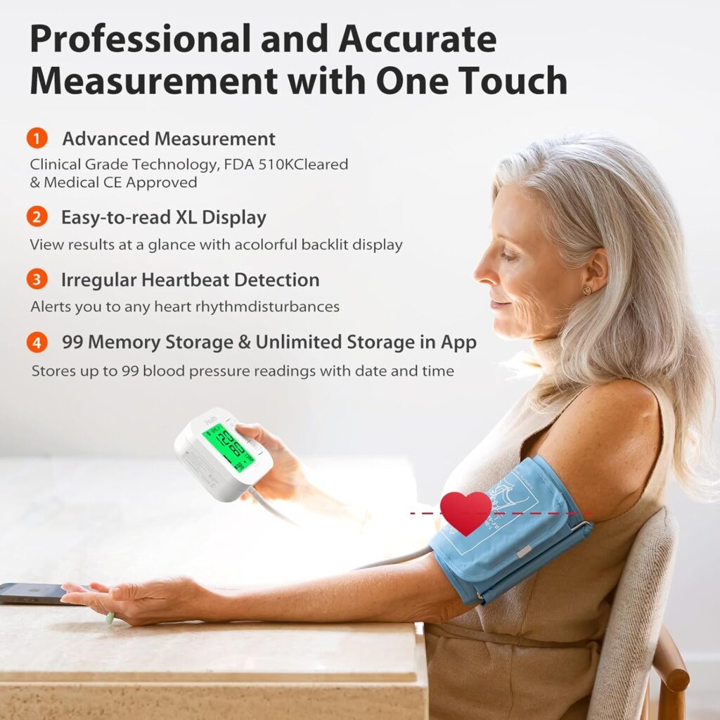 iHealth Track Smart Upper Arm Blood Pressure Monitor with Wide Range Cuff That fits Standard to Large Adult Arms, Bluetooth Compatible for iOS  Android Devices