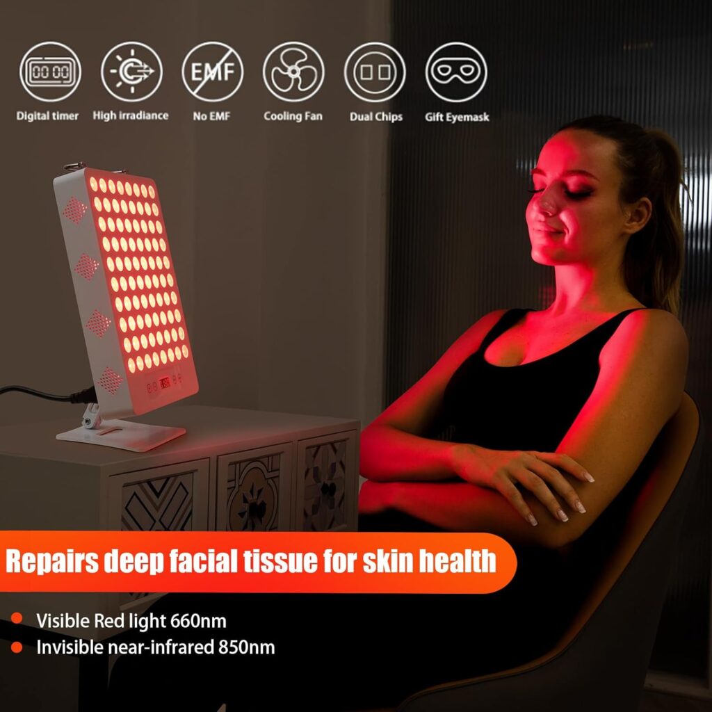 Red Light Therapy Device, Red 660nm  Near Infrared 850nm, Full-Body Light Therapy Panels with 80pcs Dual Chips LEDs (80 LEDs)