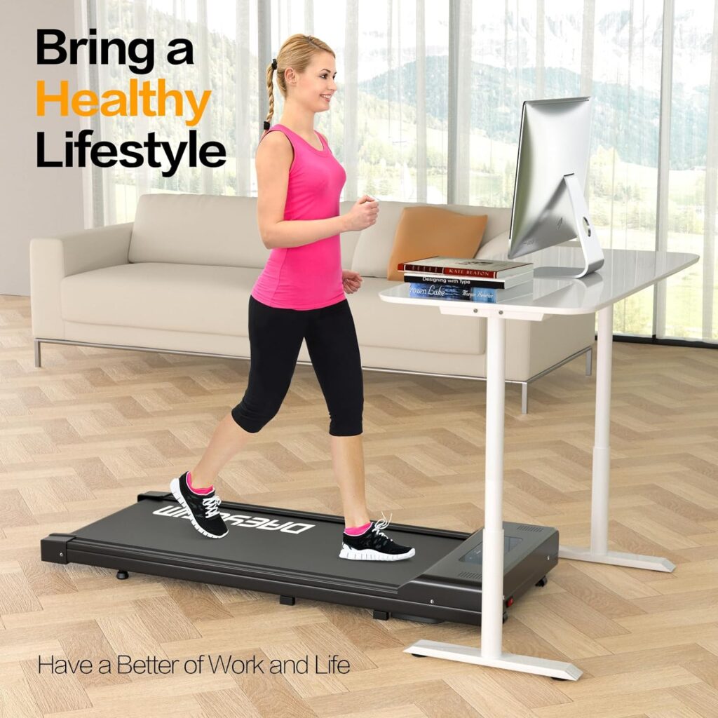 Walking Pad, Under Desk Treadmill for Home Office, DAEYEGIM 2 in 1 Portable Walking Treadmill with Remote Control, Walking Jogging Machine in LED Display